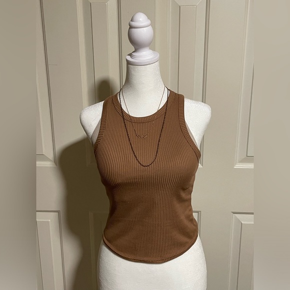 Olivia Rae Tops - Olivia Ray New York brown ribbed sleeveless t-shirt. (Necklaces not included)